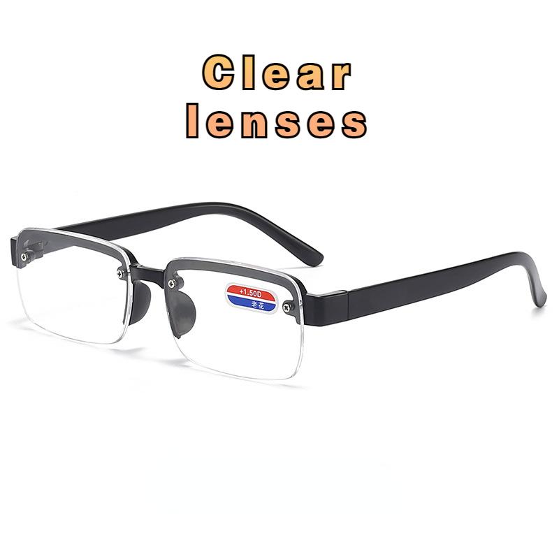 Briller uten innfatning, optisk innfatning, reseptbelagte brilleinnfatningsbriller for bredt ansikt med lange tempel-lesebriller Gafas
