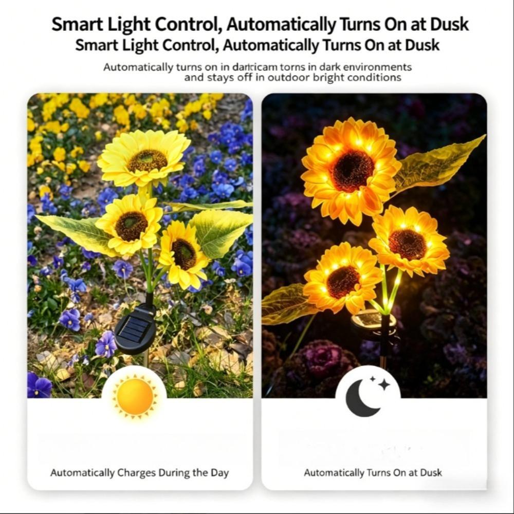 Solar Powered Sunflower Light Outdoor Waterproof LED Ground Insert Lawn Lamp For Garden Lawn Courtyard Decoration