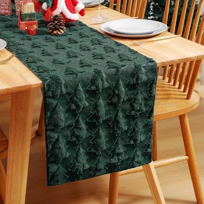 New Christmas Table Runner 33*183cm Polyester Party Table Setting 3D Design Sequin Texture Dining Table Decor Home Decor