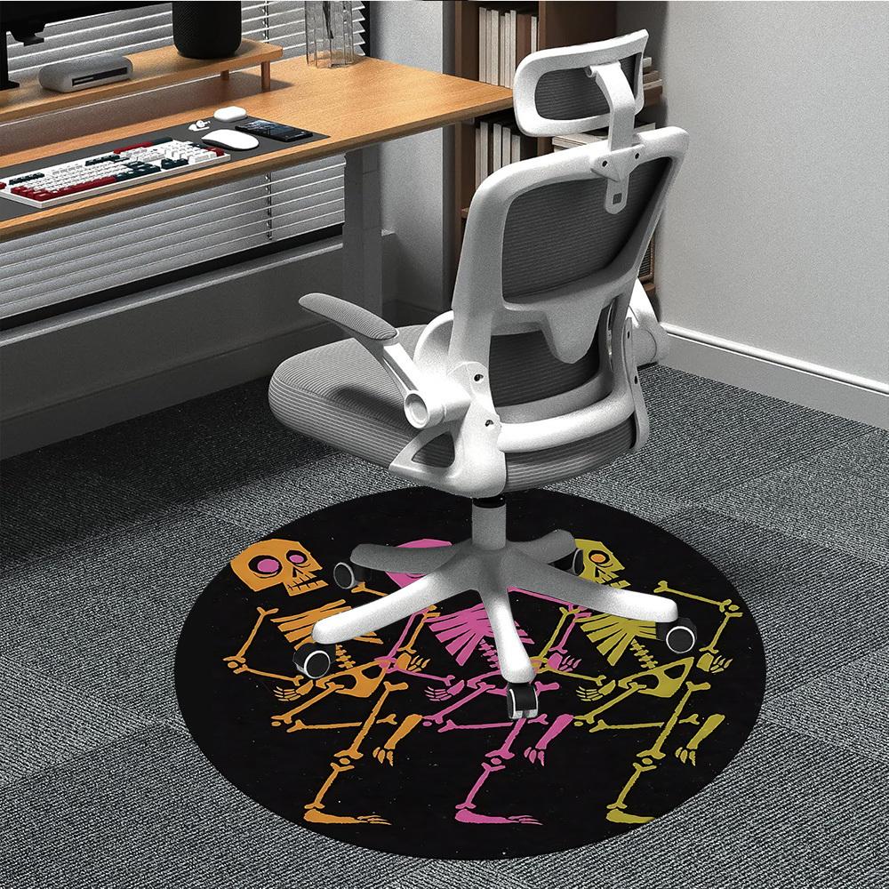1PC Skeletoons Skeletons Office Round Area Rug, Mat Suitable For Office, Under Office Chairs Bedroom Living Room Home Decor, Room Deco
