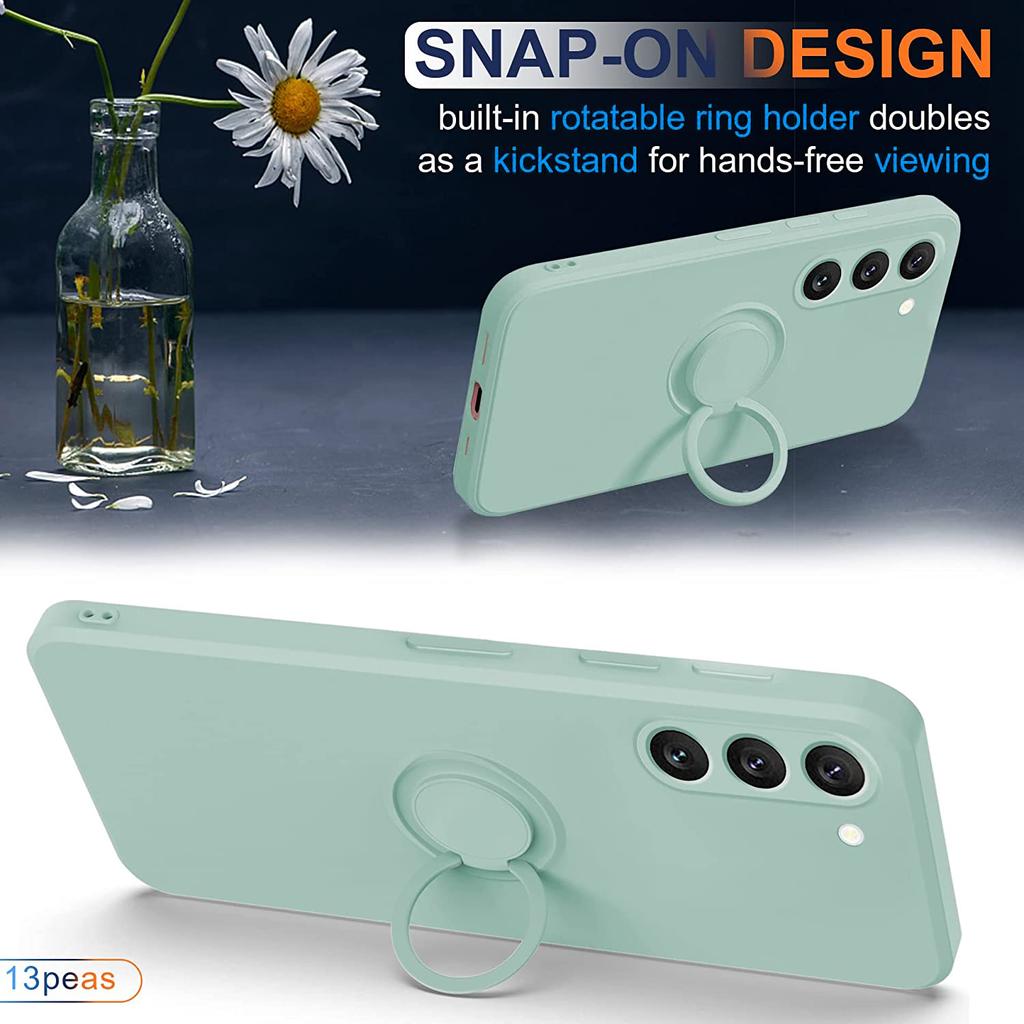 Liquid Silicone Phone Case for Samsung Galaxy S23 Ring Kickstand Phone Back Cover with Lanyard