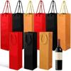 9 Pcs Red Paper Bag Portable Gift Kraft Bags Bottle Carrier Pouch Single Tote for Carriers Picnics Carry