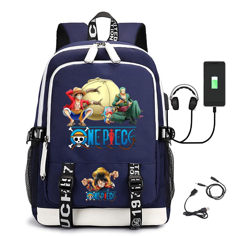 Hot-selling ONE PIECE Luffy backpack usb charging large capacity bag