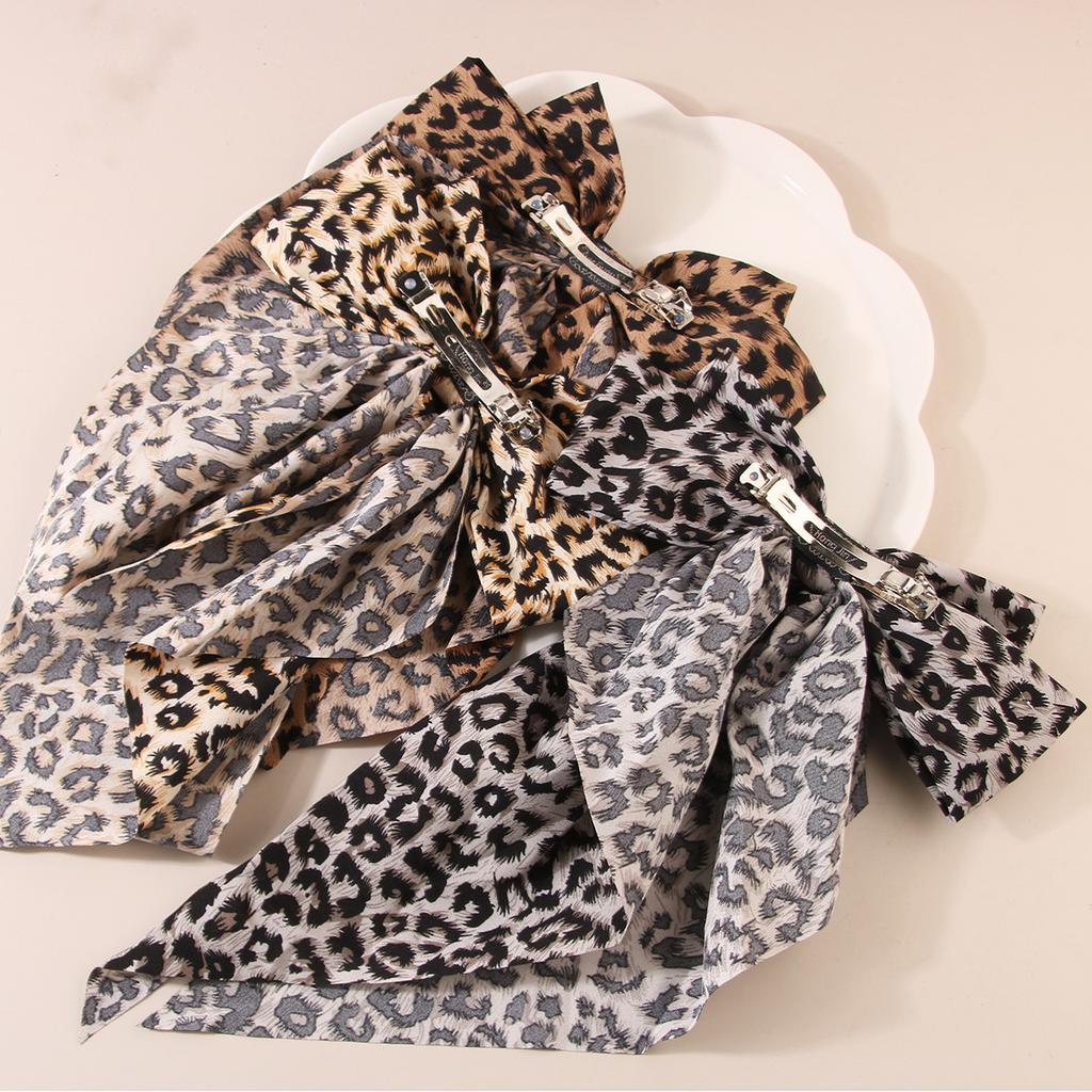 1/3PCS Printed Leopard Print Bow Hair Clip, High-end and Niche Retro Spring Clip, Women's Hair Accessory