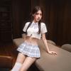 Sexy Campus Flirting JK Uniform Role Playing Pure Desire Wind Passion Temptation Tight Fold Skirt Erotic Underwear
