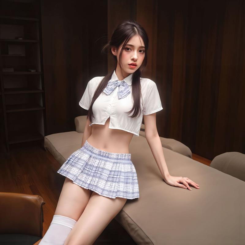 Sexy Campus Flirting JK Uniform Role Playing Pure Desire Wind Passion Temptation Tight Fold Skirt Erotic Underwear