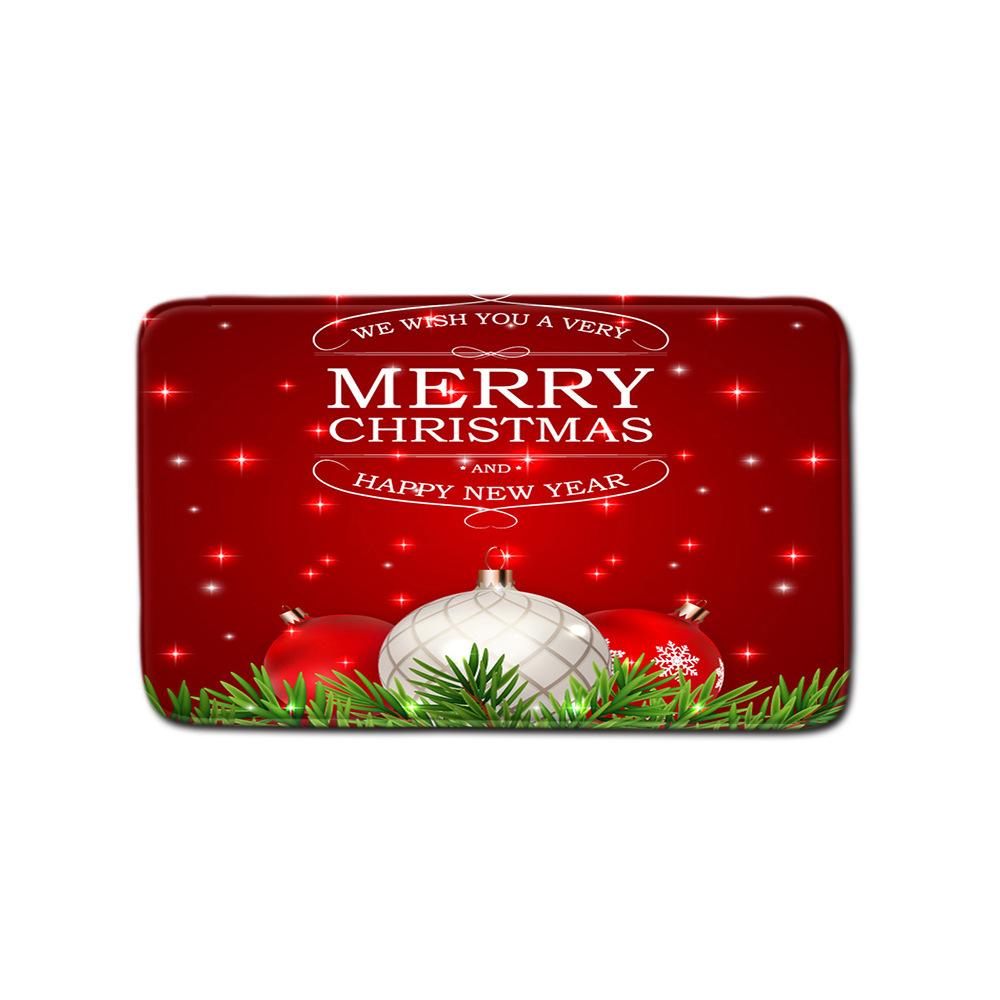 Christmas Printed Shower Curtain Floor Mat Four-Piece Bathroom Toilet Non-Slip Absorbent Carpet Toilet Non-Slip Door Mat