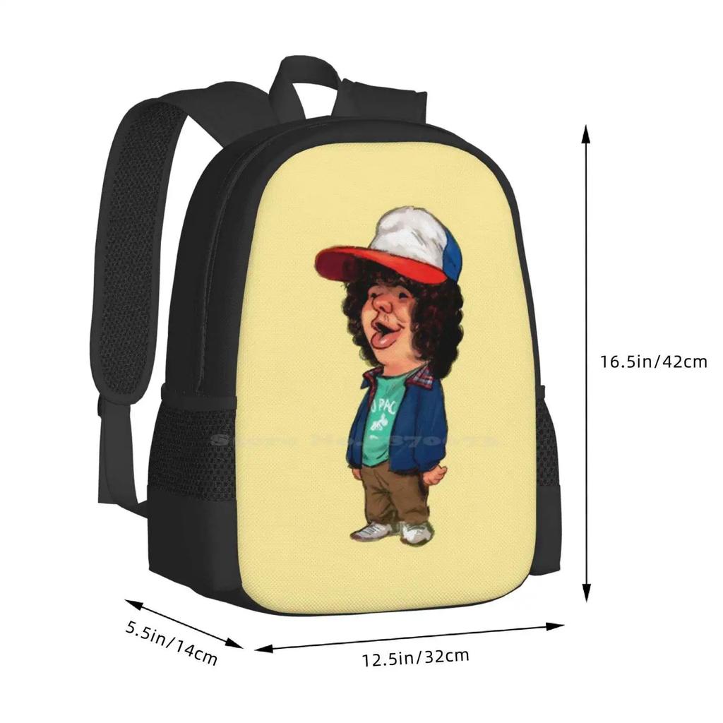 - Dustin Pattern Design Bag Student's Backpack Dustin Mike Eleven Lucas