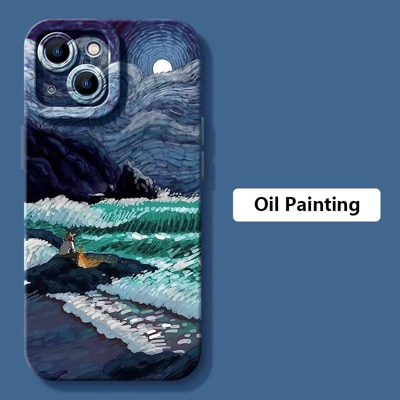 Van Gogh Oil Painting Phone Case For iPhone 17 16 15 14 13 12 11 Pro Max 16 Plus 16E 17 Air Shockproof Matte Soft Silicone Cover