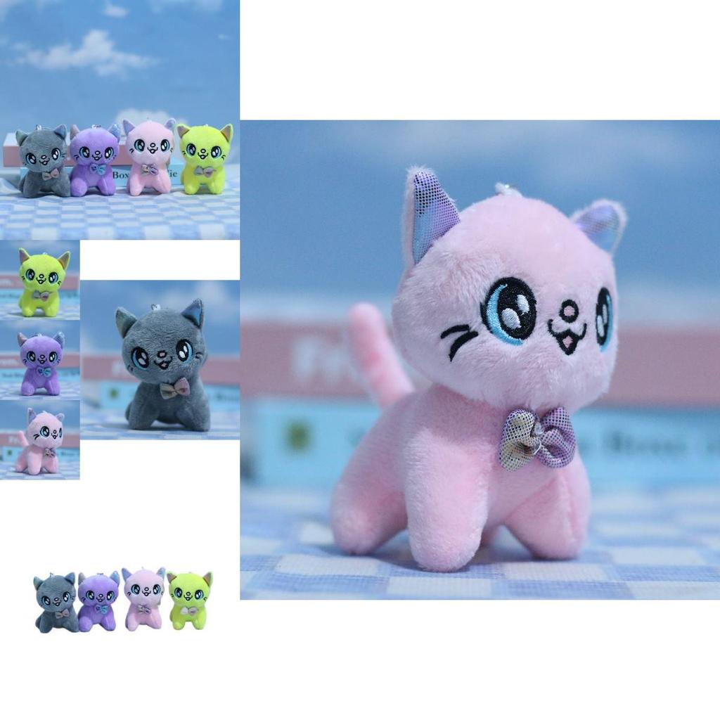 Cute Plush Cat Pendant Keychain Adorable Kawaii Stuffed Animal Doll Charm 10cm