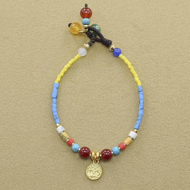 New Ethnic Style Retro Woven Fashion Women 'S Bracelet Adjustable Gemstone Beaded Antique Charm Yoga Bracelet Female Jewelry