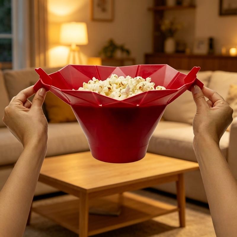 Foldable Silicone Popcorn Bowl Microwave Popcorn Maker High Temperature Resistant Kitchen Popcorn Bucket Safe DIY Popcorn Tool