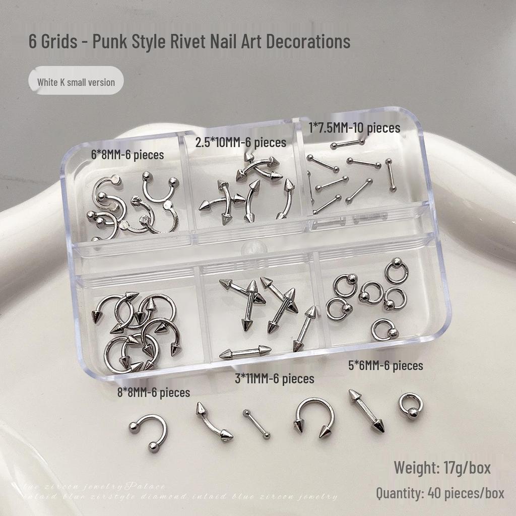 Punk-Style Metal Nail Ornaments: European & American Hot Girl Rivet Rings for DIY Wearable Nail Art