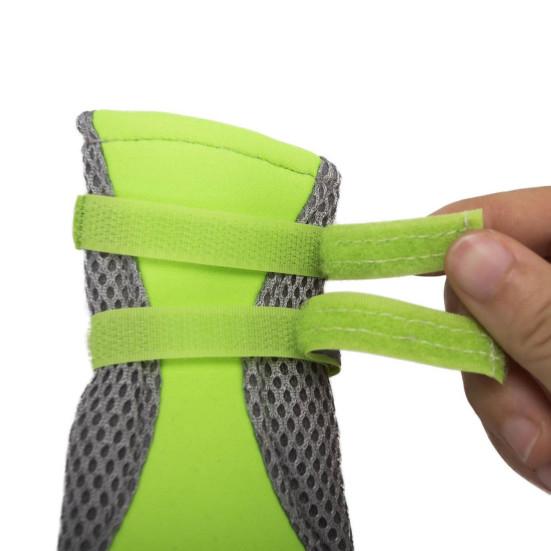 4Pcs Pet Sneakers Reflective Fastener Tape Anti-skid Breathable Pet Dogs Mesh Sneakers for Outdoor