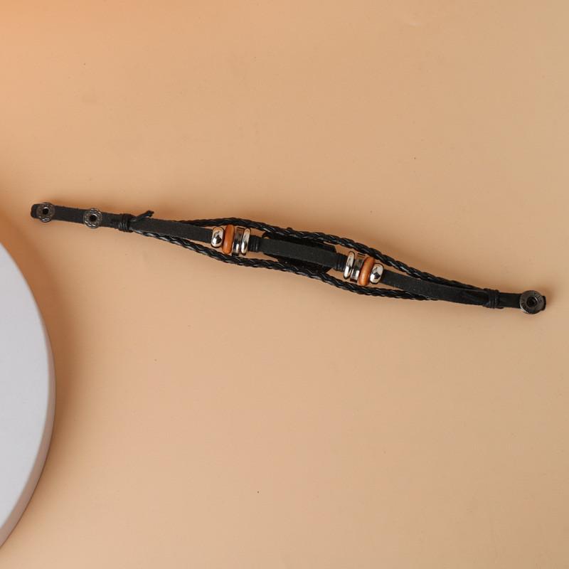 Piece One Skull Pirate Leather Woven Alloy Bracelet For Cosplay Accessories