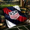 Usa Soccer Emblem Blanket Flannel Throw for Sofa, Indoor, Camping, Living Room, Office, Chair, And Bed Soft Birthday Gift