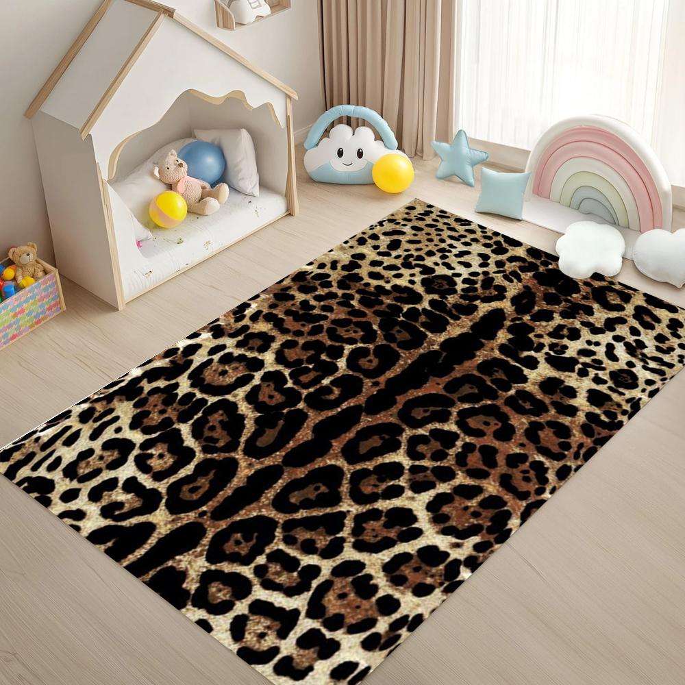 Teppiche mit Leopardenmuster Teppiche für Sofas und Stühle Wohnzimmer Schlafzimmer Bodenteppich Kinderspielteppich Rutschfester maschinenwaschbarer Teppich Heimdekoration