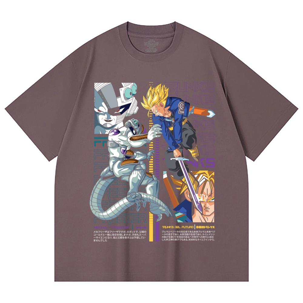 230 Gsm 100% Cotton Dragon Ball V50 Trunks Freeza Print Unisex Heavy Cotton T Shirt