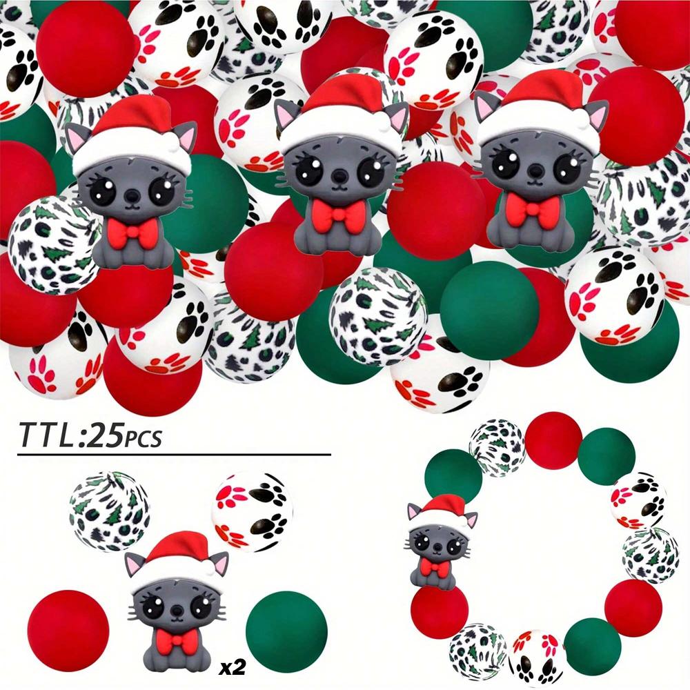 25/40PCS Christmas themed silicone bead set, perfect for DIY handmade crafts such as keychains, necklaces, bracelets, etc