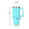 40oz Insulated Stainless Steel Coffee Mug with Handle, Reusable Straw Lid, Ideal for Cold Drinks, Travel, Gym, Car (light Blue)