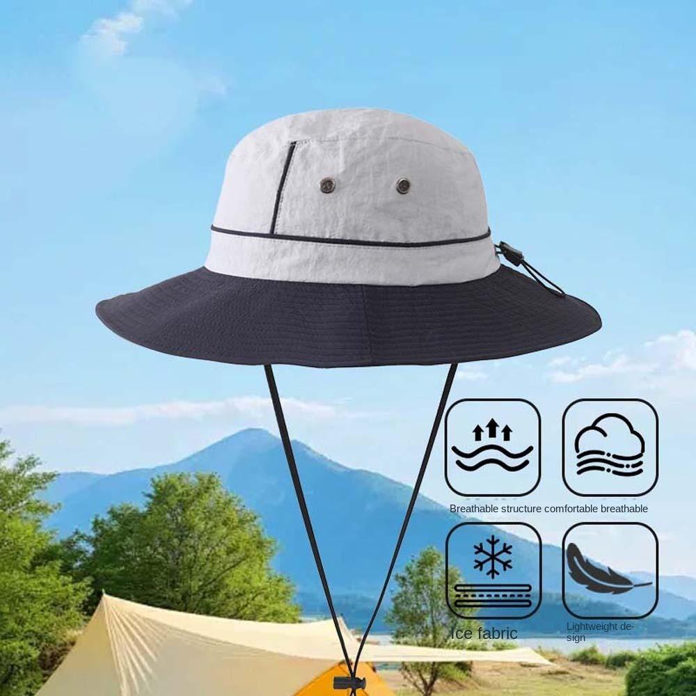 Portable Summer Alpine Hat Windproof Rope Women Hiking Cap Foldable Bucket Cap  Spring