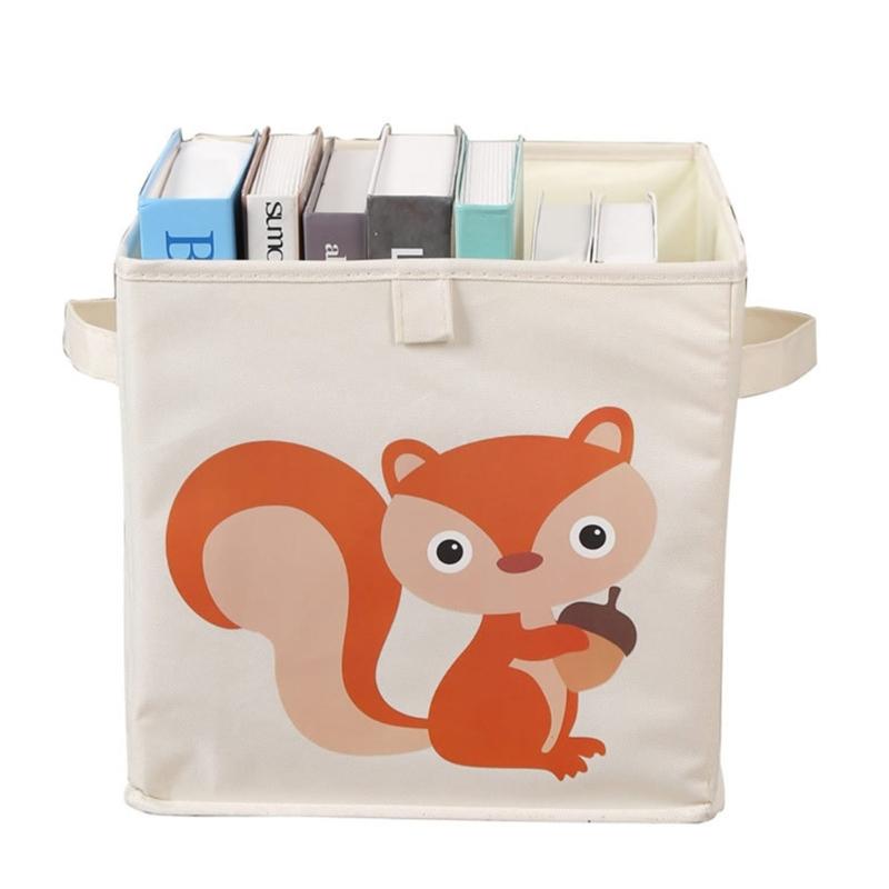 

Easy to Carry Animal Themed Toy Storage Basket Waterproof Oxford Cloth Playroom Organiser Foldable Box with Handles