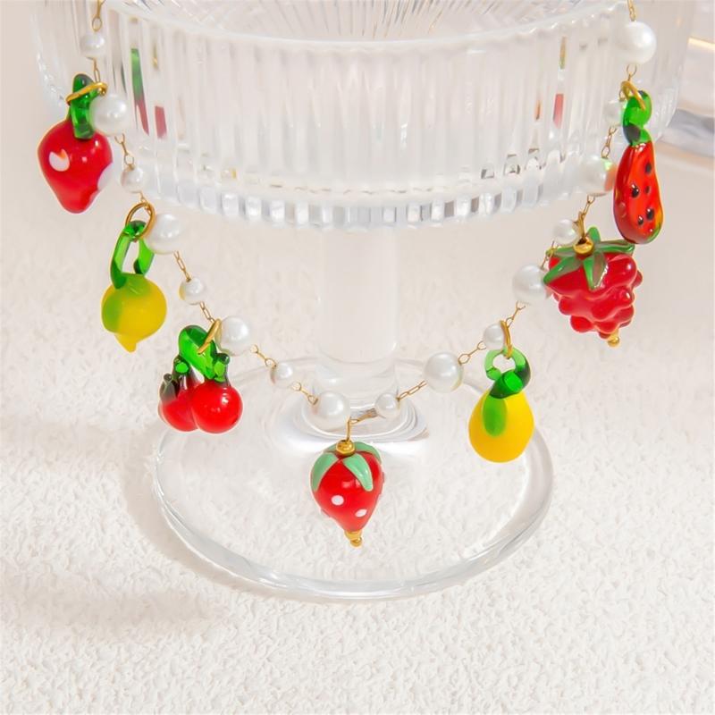 Handmade Glass Fruit Pendant Necklace Offering A Touch of Artistics and Nature Inspire Elegant for Any Outfits
