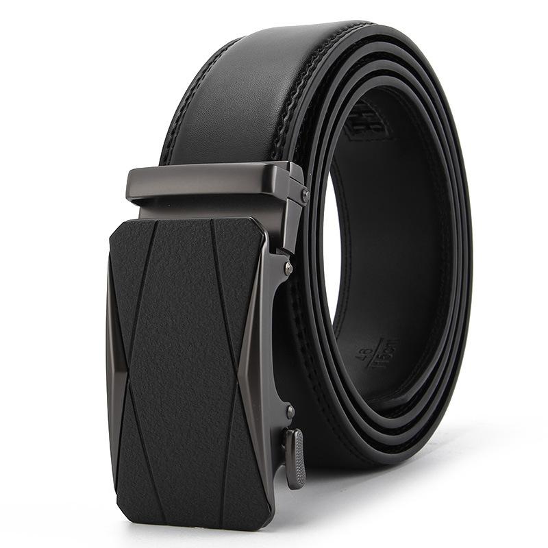Frosted Automatic Buckle Edge Two-Layer Cowhide Belt, Business And Leisure Men'S Trendy Belt