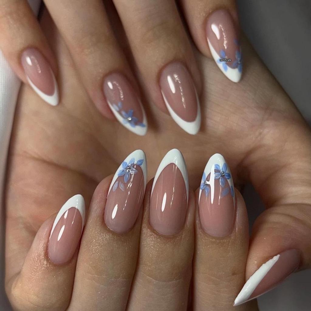 High-End French Almond Press-On Nails - Medium-Long, Stylish & Elegant