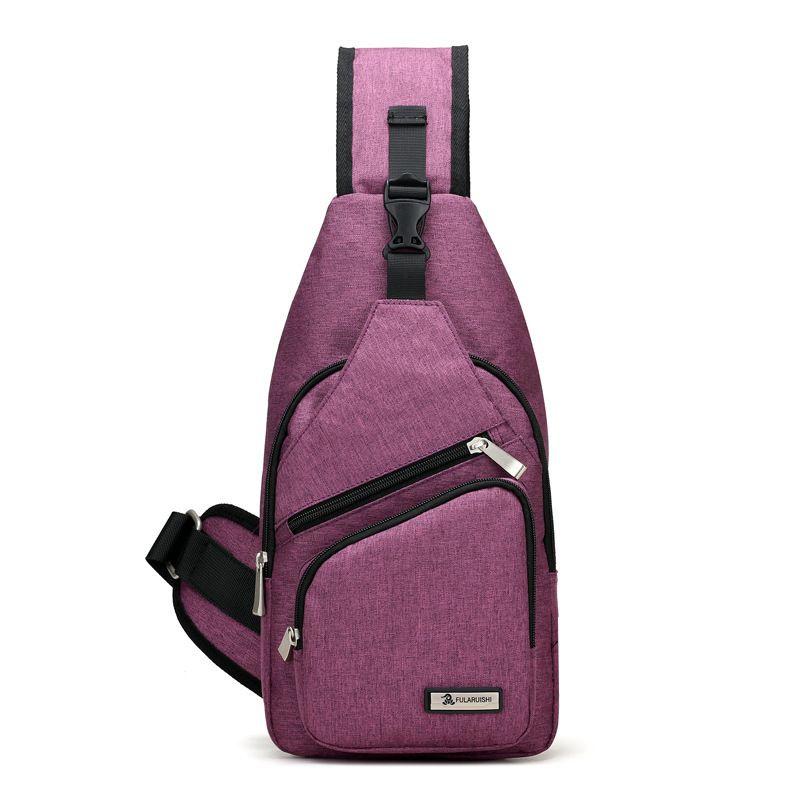 

Стильная мужская сумка для зарядки USB из прочной ткани Оксфорд и с регулируемым плечевым ремнем фиолетовый