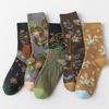 Blumen Florale Knöchelsocken Dünn Retro-Stil Socke Damen Mode Mädchen Wadenhohe Socken Damen