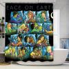 Cozy Kids Sleep Shower Curtain Multicolored Illustration Featuring Children With Pets In Bed For A Calming Nursery Ambiance (36X