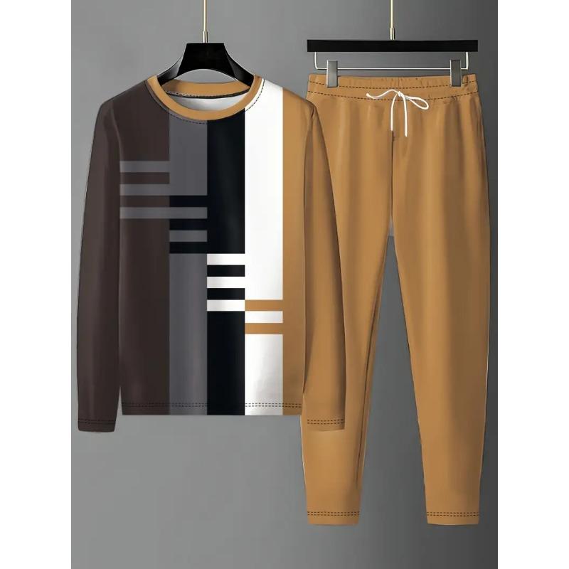 Vintage Trainingsanzug Frühling Übergroßes Set Druck Langarm T-Shirt+Hose Jogger Sportbekleidung Lässig Streetwear 2-teiliger Anzug