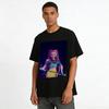 Cyberpunk Style Double Ponytail Cool Girl Print Short Crop Top Street Trendy Slim Fit Top For Girls Pure cotton T-shirt