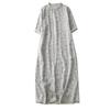 2025 Summer Stand-up Collar Five-quarter Sleeve Printed Cotton and Linen Dress Women's Retro Zen Improved Cheongsam