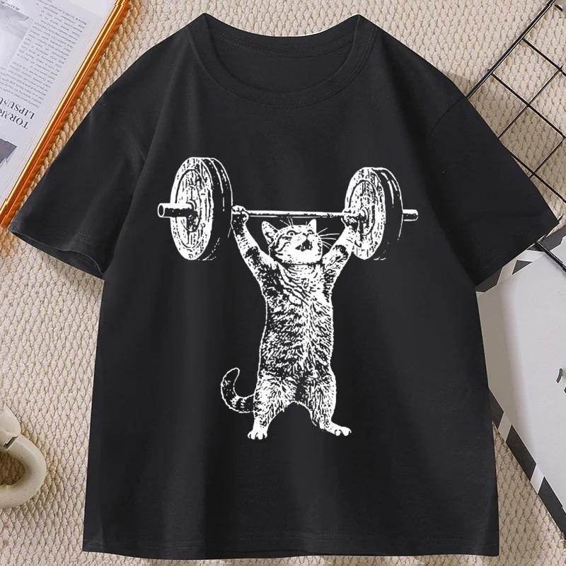 Divertente Maglietta da Palestra per Gatti Unisex Maglietta da Allenamento per Gatti Unisex Maglietta da Palestra Vintage Casual Girocollo Manica Corta Streetwear