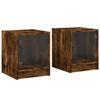 Table de chevet - Maison Exclusive - 2 pcs chêne fumé - Portes vitrées - Bois d'ingénierie