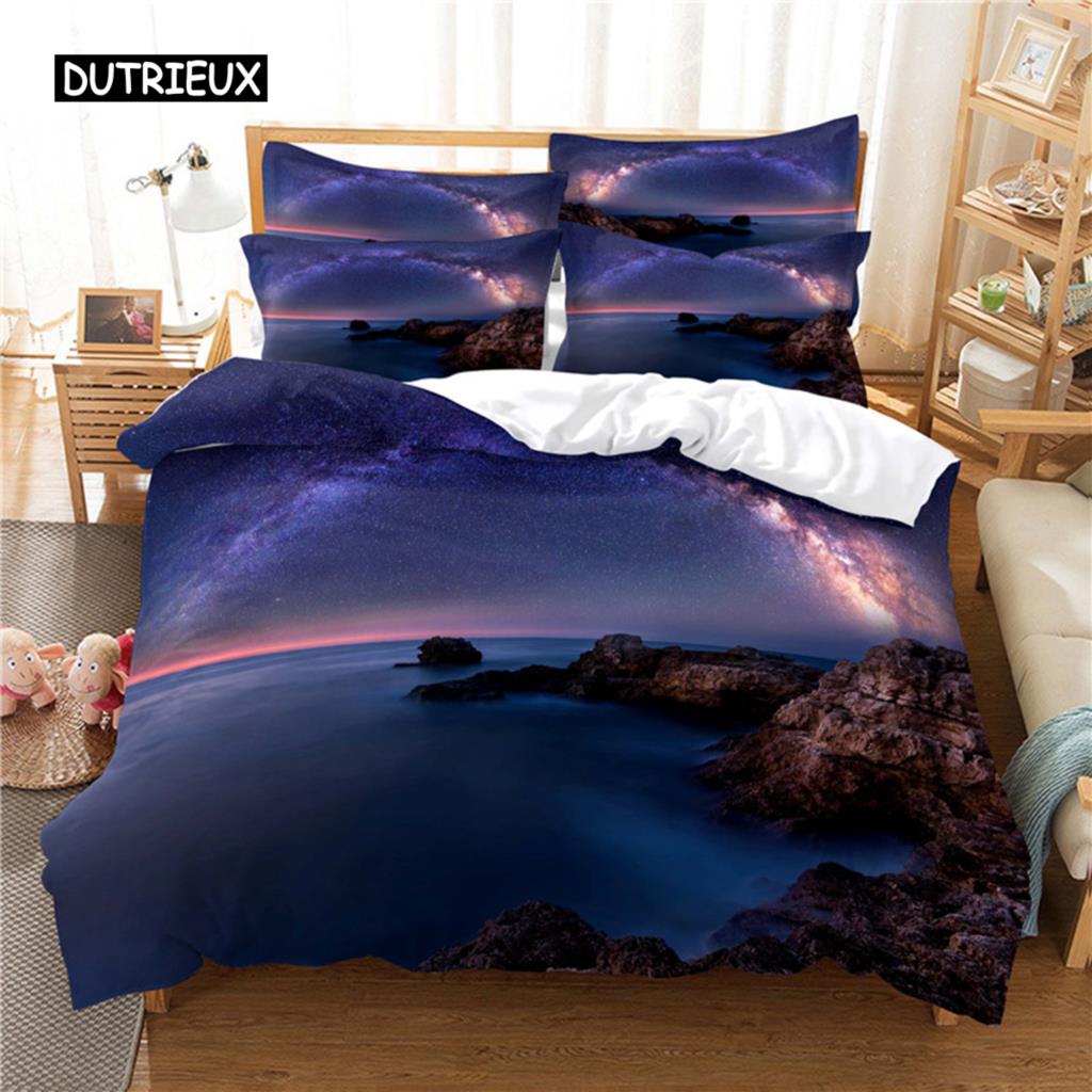 Sternennacht-Bettwäscheset, Bettbezug-Set, 3D-Bettwäsche, Digitaldruck, Bettwäsche, Queen-Size-Bettset, Modedesign