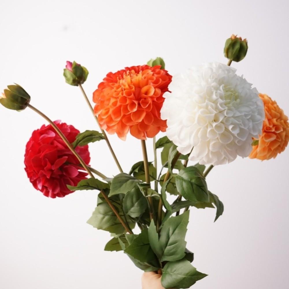 Pink Artificial Dahlia Flowers 2 Heads Artificial Faux Plants  Home Decoration