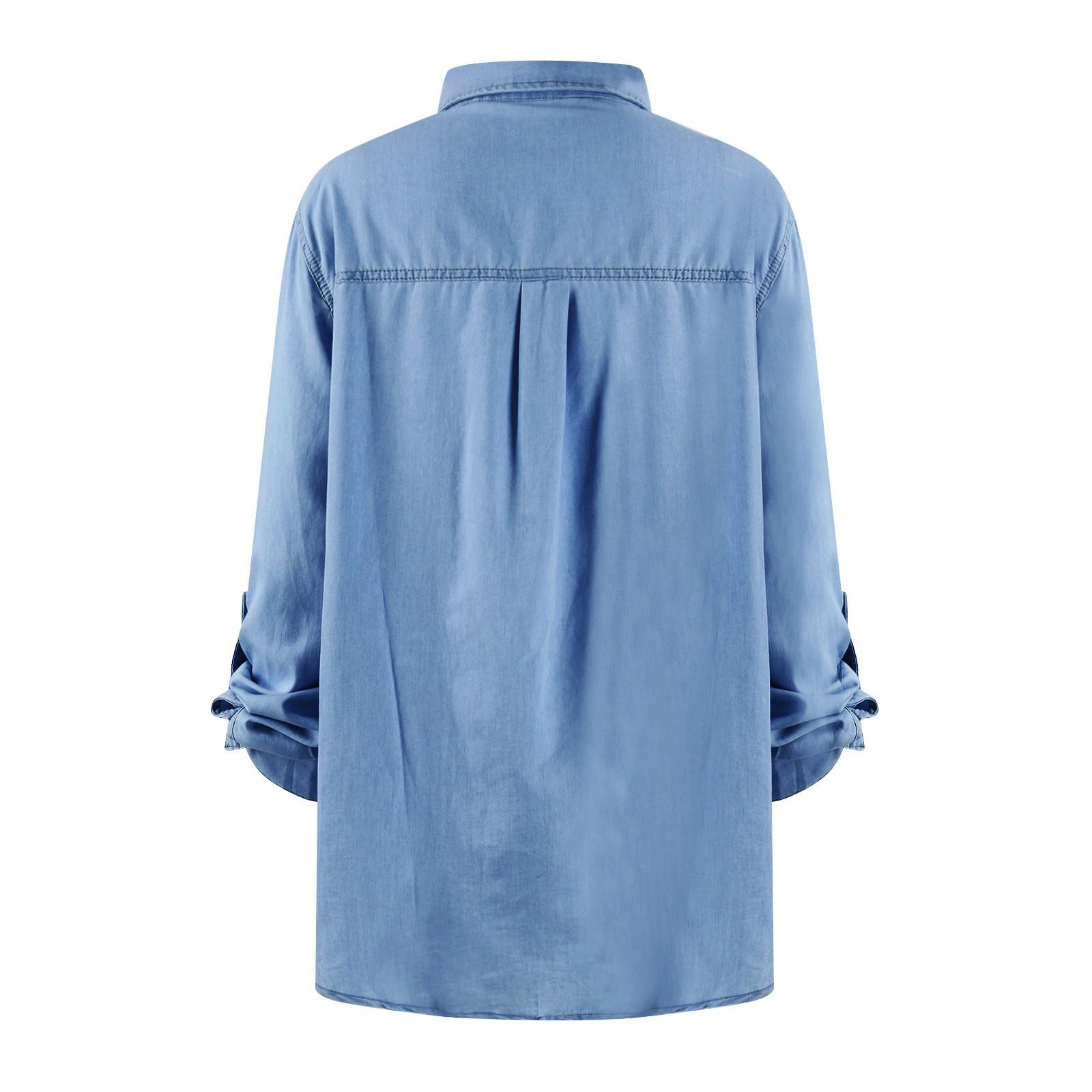 Женские рубашки из денима на пуговицах — фото 3