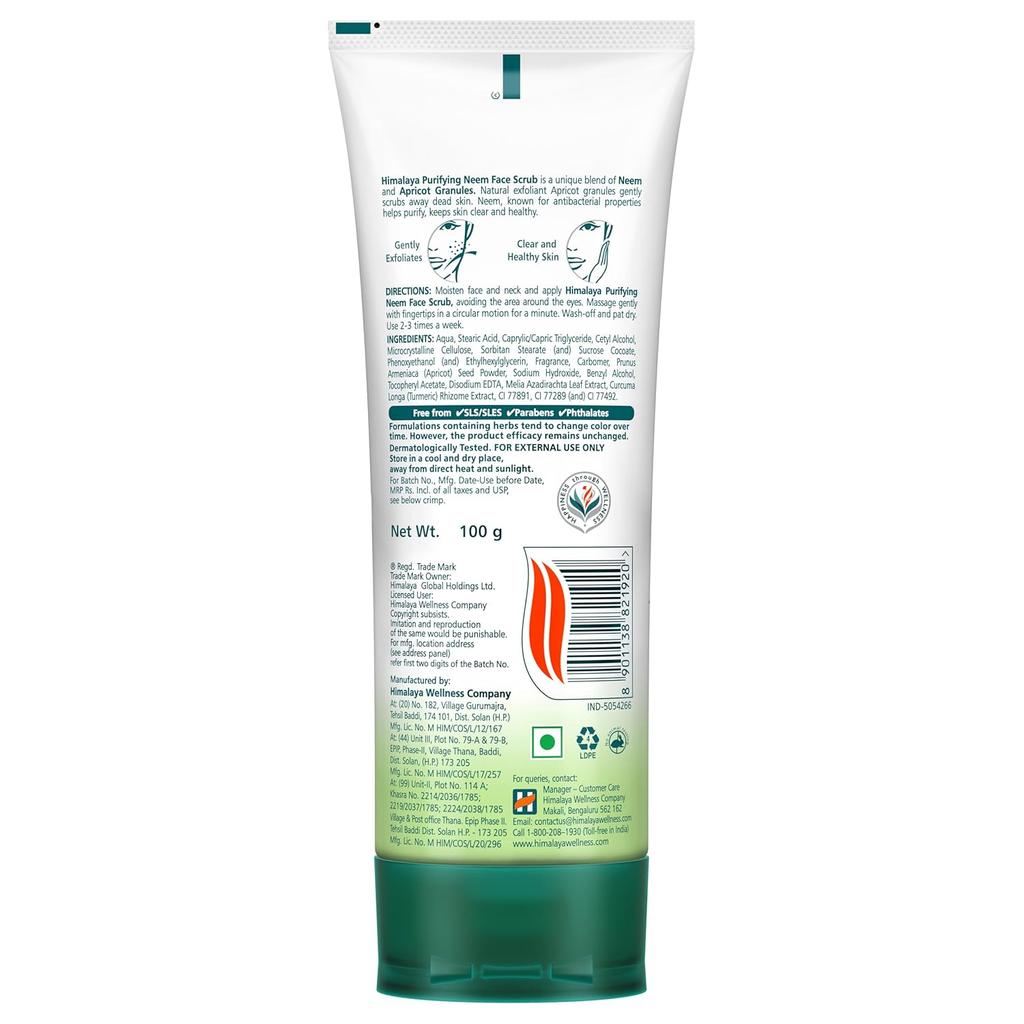 Himalaya Herbals Purifying Neem Scrub For Oily Skin Deep Cleansing Exfoliating Face Treatment 100gm