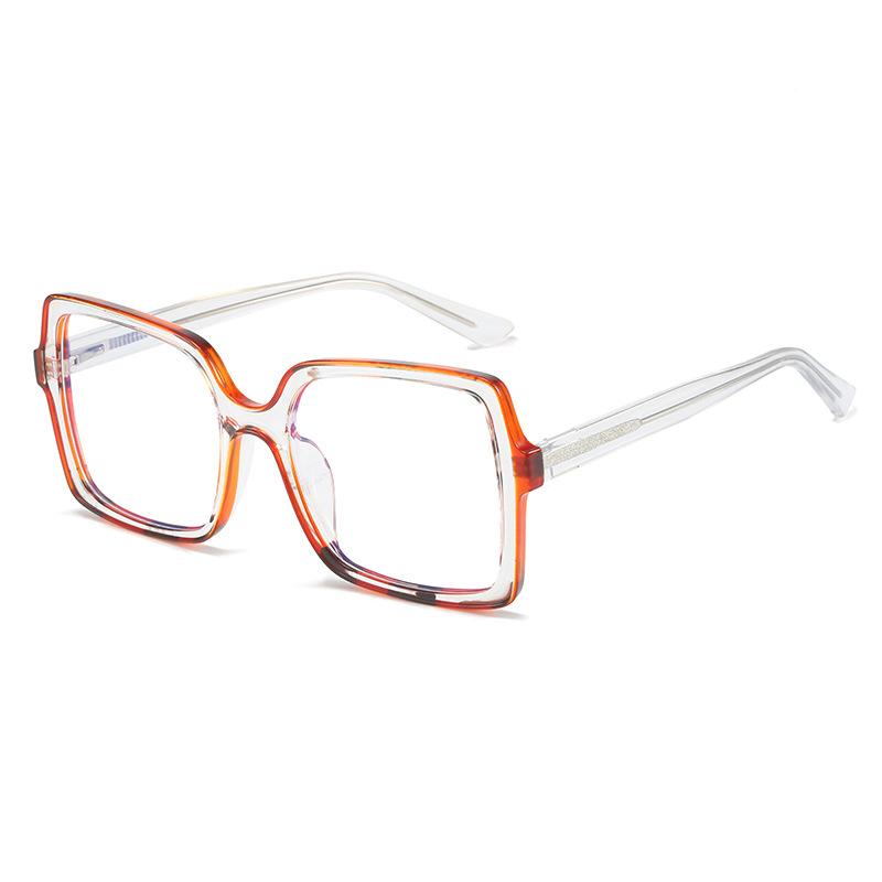 Trend Personalized Contrasting Color Anti-Blue Glasses, Simple Large Frame Plain Flat Glasses Tr Ferrule Glasses Frame