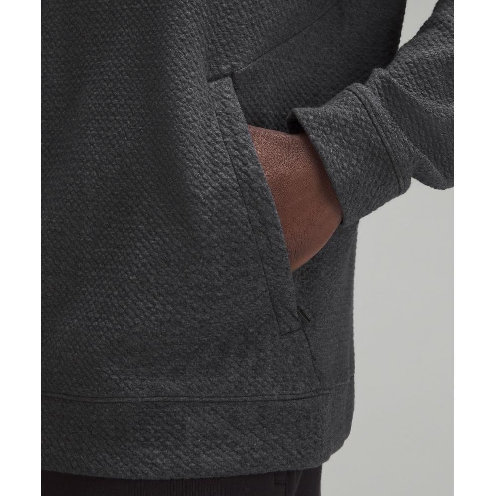 Lululemon Textured Double Knit Cotton Half Zip Heathered Black Black