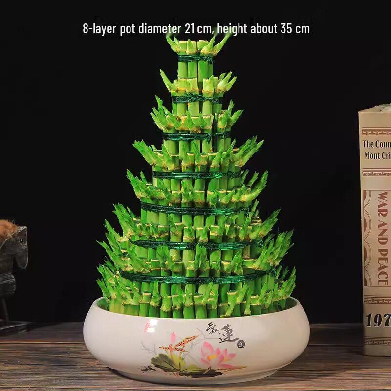 Prosperity Bamboo Tower: Hydroponic Indoor Plant for Wealth and Fortune