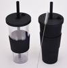 2025 Large Capacity Double Layer Plastic Cup Large Hole Straw Pearl Boba Milk Tea Cup Portable Outdoor Straw Cup