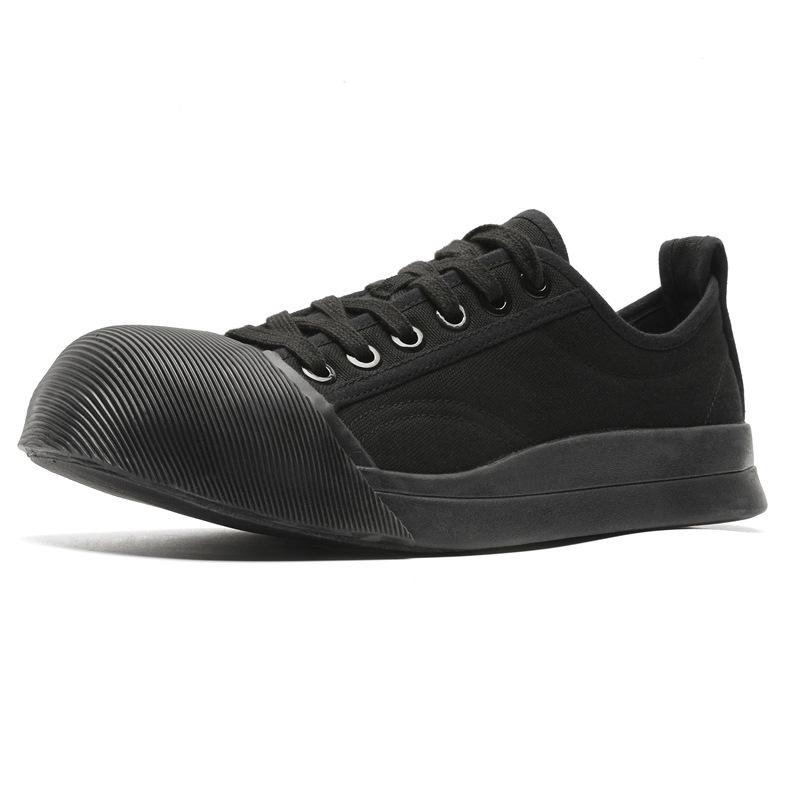 

Студенческие уличные однотонные маленькие черные туфли мужские модные повседневные туфли с большой головой молодежные трендовые на шнуровке пара парусиновых туфель 35