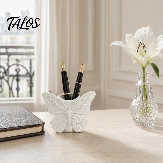 3D Printed Butterfly Pen Holder, Embossed Desk Organizer for Pencils Makeup Brushes, Large Capacity Storage Box for Home Office Decor