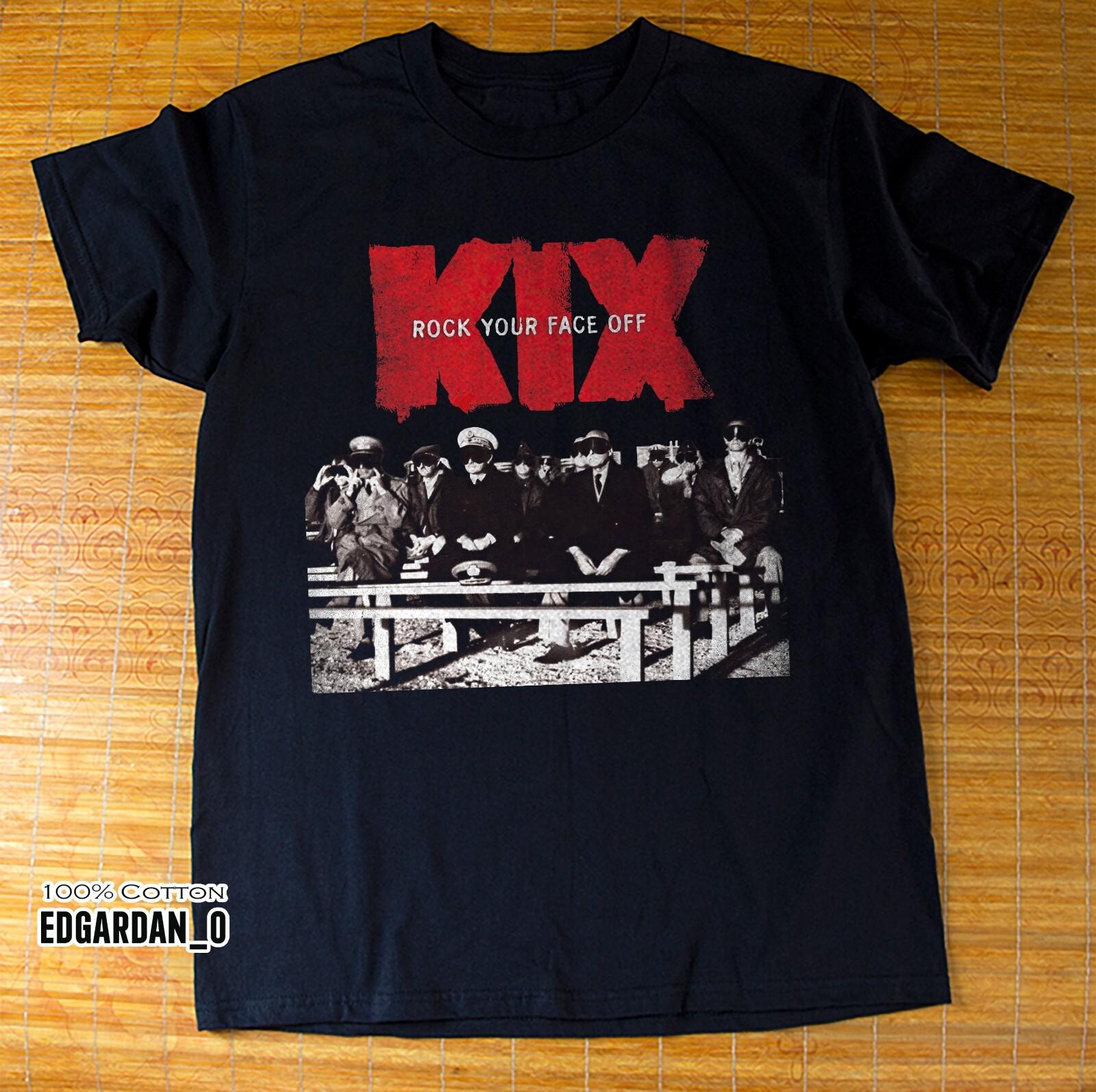 Kix American Band Rock Your Face Off Album Black T-shirt Size S-5XL XL