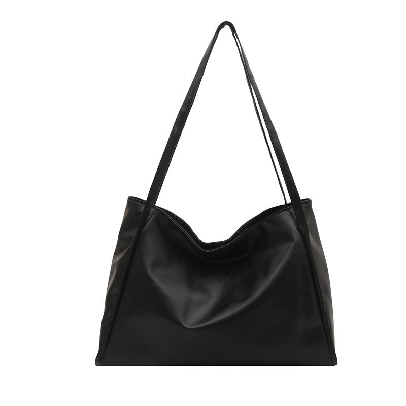 Solid Color High-end Shoulder Tote Bag Niche Simple Underarm Bag Retro Versatile Tote Bag