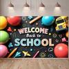 Welcome Back To School Banner Colorful School Bus Design Backdrop Decorations Classroom Events Party Supplies Photography Props